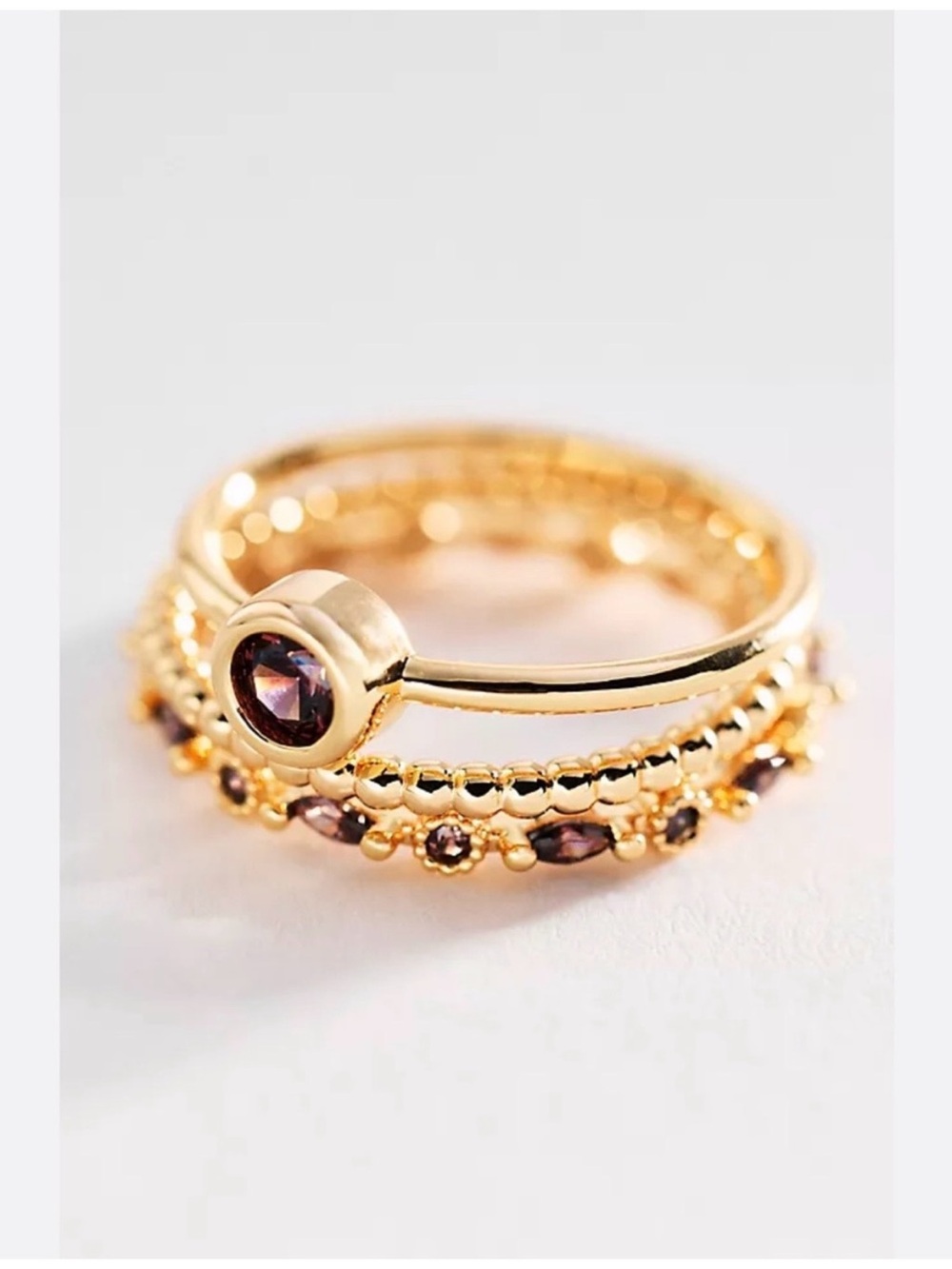 🆕- Anthropologie-Crystal Stacking Rings, Set of 3.